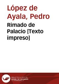 Rimado de Palacio [Texto impreso] | Biblioteca Virtual Miguel de Cervantes