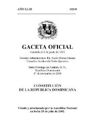 Constitución de la República Dominicana de 2002 | Biblioteca Virtual Miguel de Cervantes