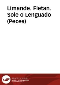 Limande. Fletan. Sole o Lenguado (Peces) | Biblioteca Virtual Miguel de Cervantes