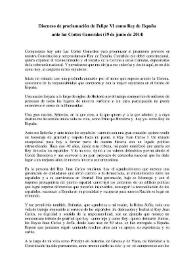 Discurso de proclamación de Felipe VI como Rey de España antes las Cortes Generales (19 de junio de 2014) | Biblioteca Virtual Miguel de Cervantes