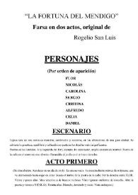 "La fortuna del mendigo" : farsa en dos actos / original de Rogelio San Luis | Biblioteca Virtual Miguel de Cervantes