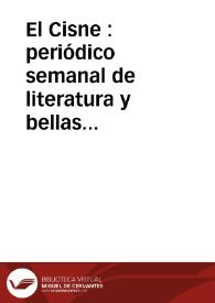 El Cisne : periódico semanal de literatura y bellas artes | Biblioteca Virtual Miguel de Cervantes