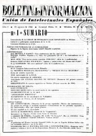 Boletín de información : Unión de intelectuales españoles. Año I, núm. 1, 15 de agosto de 1956 | Biblioteca Virtual Miguel de Cervantes