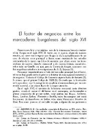 El factor de negocio entre los mercaderes burgaleses del siglo XVI / Manuel Basas | Biblioteca Virtual Miguel de Cervantes