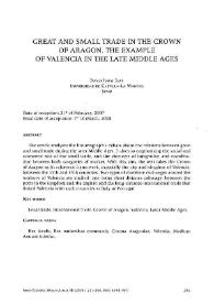 Great and small trade in the crown of Aragon. The example of Valencia in the late middle ages / David Igual Luis | Biblioteca Virtual Miguel de Cervantes
