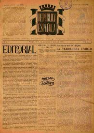 República Española. Año I, núm. 1, 1.ª quincena de mayo de 1944 | Biblioteca Virtual Miguel de Cervantes