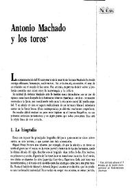 Antonio Machado y los toros / Andrés Amorós | Biblioteca Virtual Miguel de Cervantes