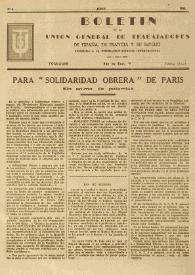 U.G.T. : Boletín de la Unión General de Trabajadores de España en Francia. Núm. 8, junio de 1945 | Biblioteca Virtual Miguel de Cervantes