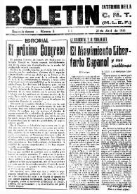 CNT : Boletín Interior del Movimiento Libertario Español en Francia. Segunda época, núm. 6, 21 de abril de 1945 | Biblioteca Virtual Miguel de Cervantes