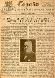 España : Órgano de la Junta Española de Liberación. Año I, núm. 1, 29 de enero de 1944 | Biblioteca Virtual Miguel de Cervantes