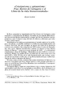 Cristianismo y epicureísmo: Fray Alonso de Cartagena y el "Libro de la vida bienaventurada" / Álvaro Alonso Miguel | Biblioteca Virtual Miguel de Cervantes