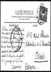 Tarjeta postal de E. Mérimée a Rafael Altamira | Biblioteca Virtual Miguel de Cervantes