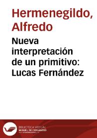 Nueva interpretación de un primitivo: Lucas Fernández / Alfredo Hermenegildo | Biblioteca Virtual Miguel de Cervantes