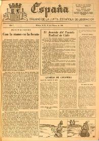 España : Órgano de la Junta Española de Liberación. Año I, núm. 3, 12 de febrero de 1944 | Biblioteca Virtual Miguel de Cervantes