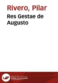 "Res Gestae" de Augusto / Pilar Rivero y Julián Pelegrín | Biblioteca Virtual Miguel de Cervantes