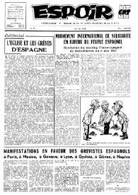 Espoir : Organe de la VIª Union régionale de la C.N.T.F. Num. 21, 27 mai 1962 | Biblioteca Virtual Miguel de Cervantes