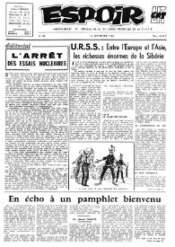 Espoir : Organe de la VIª Union régionale de la C.N.T.F. Num. 89, 15 septembre 1963 | Biblioteca Virtual Miguel de Cervantes