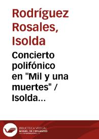 Concierto polifónico en "Mil y una muertes" / Isolda Rodríguez Rosales | Biblioteca Virtual Miguel de Cervantes