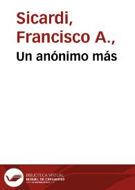 Un anónimo más / Francisco A. Sicardi | Biblioteca Virtual Miguel de Cervantes