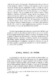 Kafka, Felice, el Poder / Julio E. Miranda | Biblioteca Virtual Miguel de Cervantes