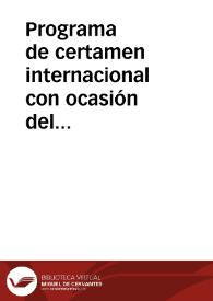 Programa de certamen internacional con ocasión del cuarto centenario del descubrimiento de América | Biblioteca Virtual Miguel de Cervantes