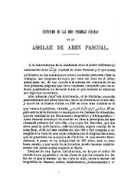 Contenido de las cien primeras páginas de la "Assilah" de Aben Pascual / Francisco Codera | Biblioteca Virtual Miguel de Cervantes