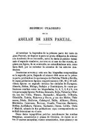 Segundo cuaderno de la "Assilah" de Aben Pascual / Francisco Codera | Biblioteca Virtual Miguel de Cervantes