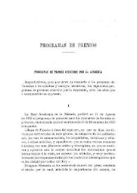 Noticias. Boletín de la Real Academia de la Historia, tomo 1 (1877). Cuaderno V. Programas de premios | Biblioteca Virtual Miguel de Cervantes