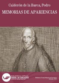 Memorias de apariencias / Pedro Calderón de la Barca | Biblioteca Virtual Miguel de Cervantes
