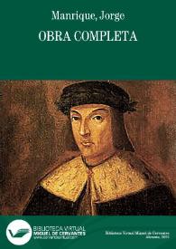 Obra completa / Jorge Manrique; edición, prólogo y vocabulario de Augusto Cortina | Biblioteca Virtual Miguel de Cervantes