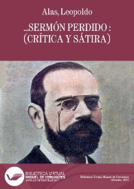 ... Sermón perdido (crítica y sátira) / Clarín (Leopoldo Alas) | Biblioteca Virtual Miguel de Cervantes