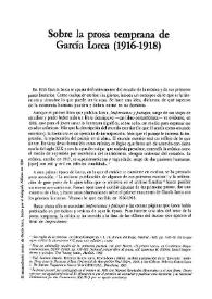 Sobre la prosa temprana de García Lorca: 1916-1918 / Christopher Maurer | Biblioteca Virtual Miguel de Cervantes