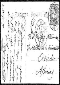 Tarjeta postal de Rafael Ballester a Rafael Altamira. 4 de mayo de 1909 | Biblioteca Virtual Miguel de Cervantes