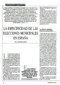 La especificidad de las elecciones locales en España / Por J. Antonio Pérez González | Biblioteca Virtual Miguel de Cervantes