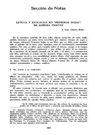 Lengua y evocación en "Primeras hojas", de Zamora Vicente / Armando F. Zubizarreta | Biblioteca Virtual Miguel de Cervantes