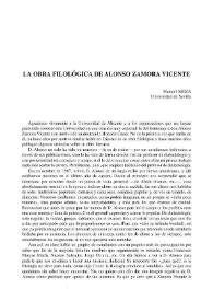 La obra filológica de Alonso Zamora Vicente / Manuel Ariza | Biblioteca Virtual Miguel de Cervantes