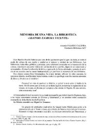 Memoria de una vida. La Biblioteca "Alonso Zamora Vicente" / Antonia Fajardo Caldera | Biblioteca Virtual Miguel de Cervantes