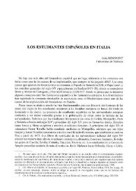 Los estudiantes españoles en Italia / Julia Benavent | Biblioteca Virtual Miguel de Cervantes