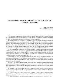 Don Alonso Zamora Vicente y la edición de textos clásicos / Berta Pallarés | Biblioteca Virtual Miguel de Cervantes