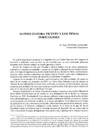 Alonso Zamora Vicente y los temas portugueses / Mª Josefa Postigo Aldeamil | Biblioteca Virtual Miguel de Cervantes