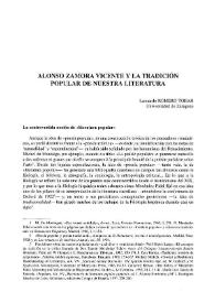 Alonso Zamora Vicente y la tradición popular de nuestra literatura / Leonardo Romero Tobar | Biblioteca Virtual Miguel de Cervantes