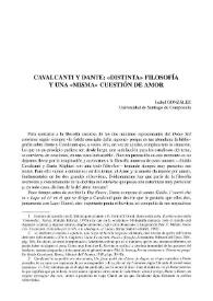 Cavalcanti y Dante: "distinta" filosofía y una "misma" cuestión de amor / Isabel González | Biblioteca Virtual Miguel de Cervantes