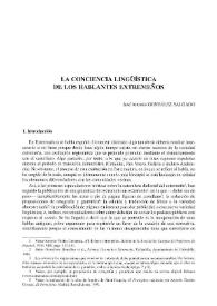 La conciencia lingüísitica de los hablantes extremeños / José Antonio González Salgado | Biblioteca Virtual Miguel de Cervantes