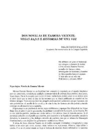 Dos novelas de Zamora Vicente: "Vegas Bajas" e "Historias de viva voz" / Odón Betanzos-Palacios | Biblioteca Virtual Miguel de Cervantes