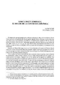 Lorca  según Zurinaga, el dolor de la contienda española / Ana Recio Mir | Biblioteca Virtual Miguel de Cervantes