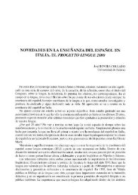 Novedades en la enseñanza del español en Italia. El "Progetto Lingue 2000" / José Rovira Collado | Biblioteca Virtual Miguel de Cervantes