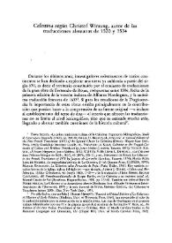 "Celestina" según Christof Wirsung, autor de las traducciones alemanas de 1520 y 1534 / Kathleen V. Kish | Biblioteca Virtual Miguel de Cervantes