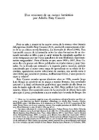 Dos versiones de un cuento fantástico por Adolfo Bioy Casares / Thomas C. Meehan | Biblioteca Virtual Miguel de Cervantes