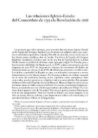 Las relaciones Iglesia-Estado del Concordato de 1753 a la Revolución de 1868 / Gérard Dufour | Biblioteca Virtual Miguel de Cervantes