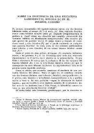  Sobre la existencia de una fricativa labiodental sonora [v] en el español cubano  / Cristina Isbasescu | Biblioteca Virtual Miguel de Cervantes